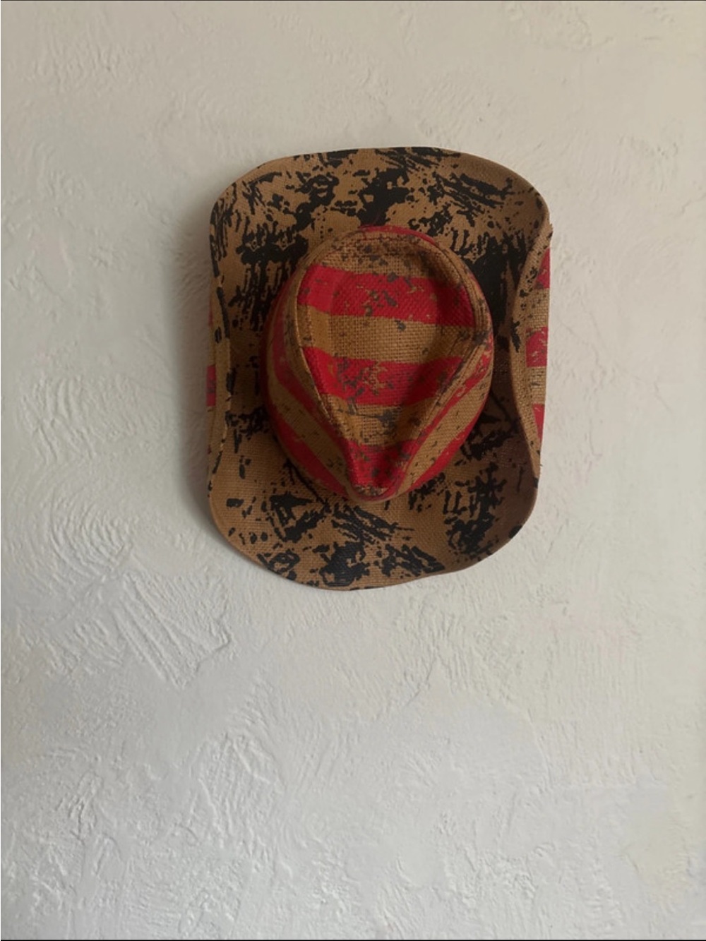 Men's Straw Fedora Hat - Red and Brown Stripe